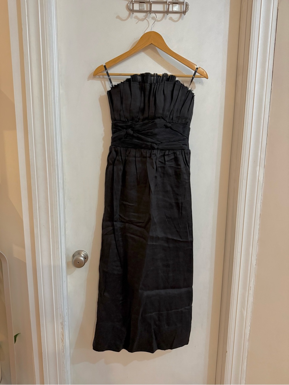Aje Black Strapless Ruched Bodice Evening Gown